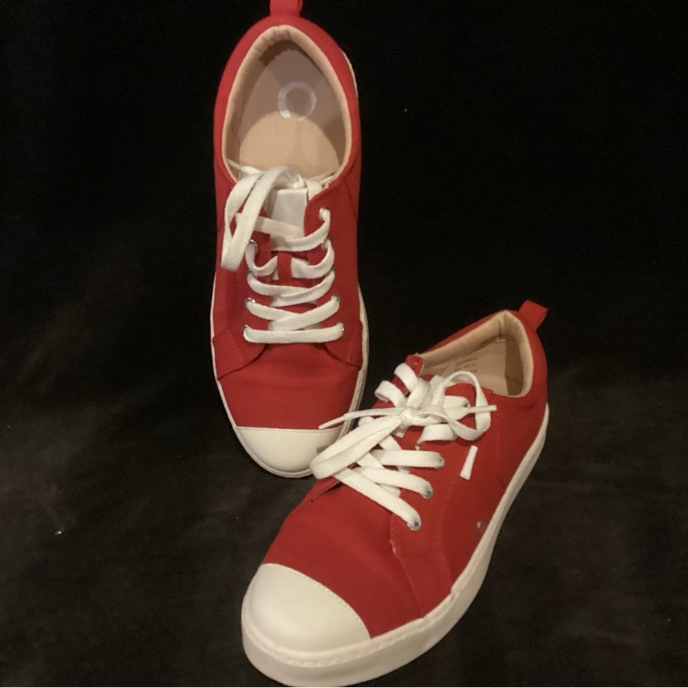 Women’s Red Canvas Sneakers, Women’s size 10